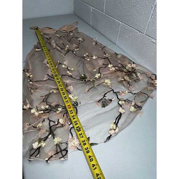 Adam & Eve Floral Coquette dress Sm sheer High Low Pixie 3D Embroiderd Bird D2 - Picture 15 of 16